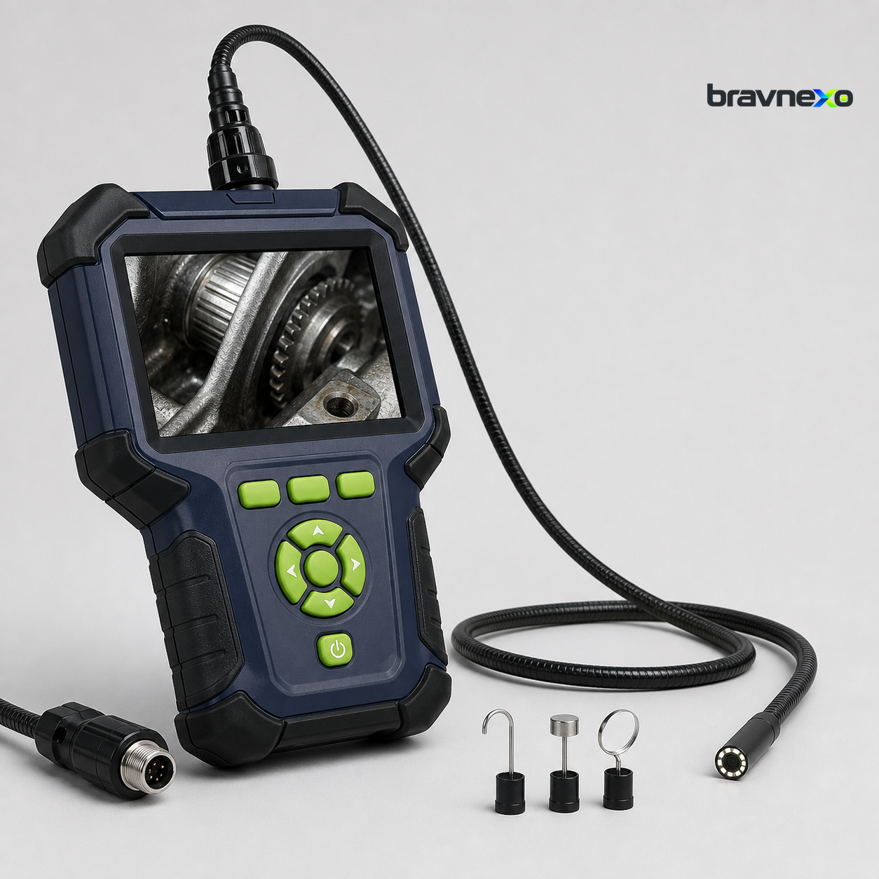 BRAVNEXO Articulating Inspection Camera – Rechargeable Borescope with Large Screen