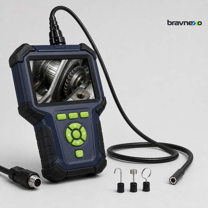 BRAVNEXO Articulating Inspection Camera – Rechargeable Borescope with Large Screen